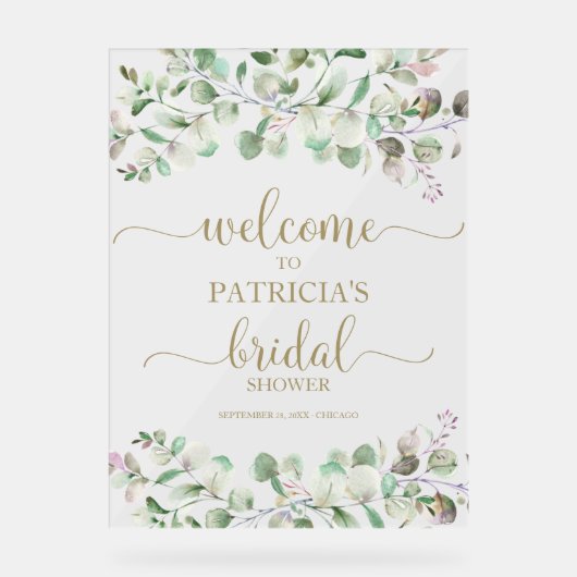 Greenery Eucalyptus Vrijgezellenfeest Welkom Acryl Bord (Voorkant)