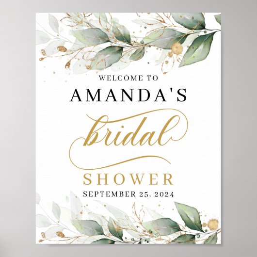 Greenery eucalyptus vrijgezellenfeest welkomstbord poster (Voorkant)