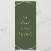 Greenery Eucalyptus w/Gold Geometric Lijst Wedding Menu (Achterkant)
