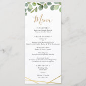 Greenery Eucalyptus w/Gold Geometric Lijst Wedding Menu (Voorkant)