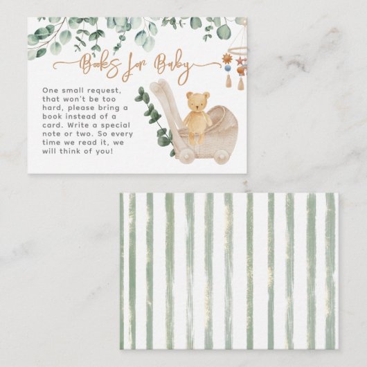 Greenery eucalyptus wacht vroeg op Baby shower Boo Informatiekaartje (Voorkant / Achterkant)