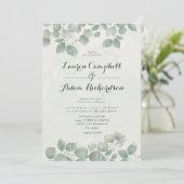 Greenery Eucalyptus Watericolor Sage Green Wedding Kaart (Staand voorkant)