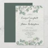 Greenery Eucalyptus Watericolor Sage Green Wedding Kaart (Voorkant / Achterkant)