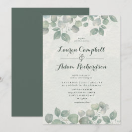 Greenery Eucalyptus Watericolor Sage Green Wedding Kaart