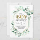 Greenery Eucalyptus Waterverf Baby shower Kaart (Voorkant)