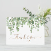 Greenery Eucalyptus Waterverf Gold Script Weduwsch Bedankkaart (Staand voorkant)