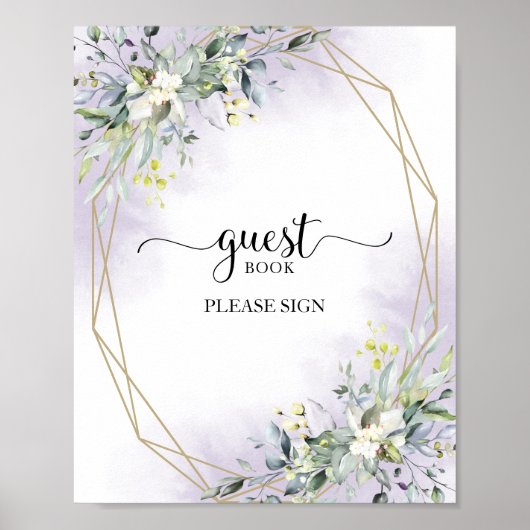 Greenery Eucalyptus Waterverf Guest Book Sign Poster (Voorkant)