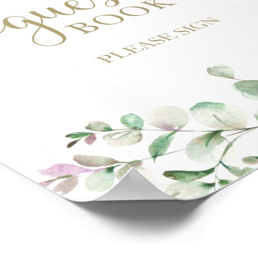 Greenery Eucalyptus Waterverf Guest Book Sign Poster (Hoek)