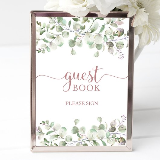 Greenery Eucalyptus Waterverf Guest Book Sign Poster