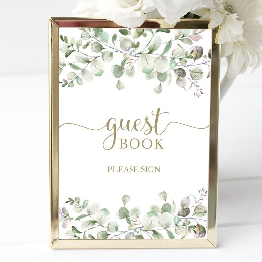 Greenery Eucalyptus Waterverf Guest Book Sign Poster