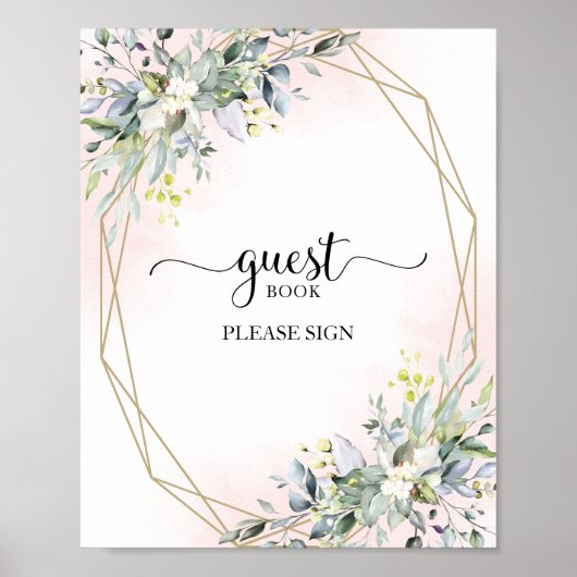 Greenery Eucalyptus Waterverf Guest Book Sign Poster (Voorkant)