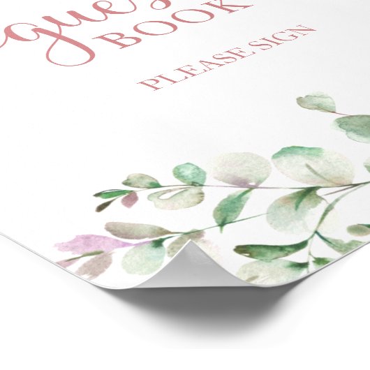 Greenery Eucalyptus Waterverf Guest Book Sign Poster (Hoek)
