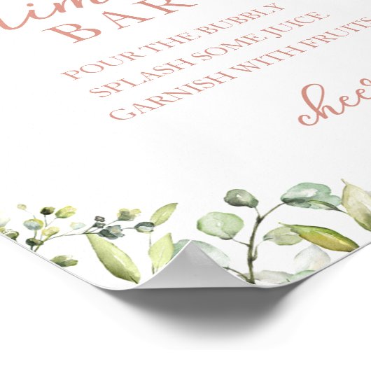 Greenery Eucalyptus Waterverf Mimosa Bar Sign Poster (Hoek)