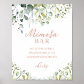 Greenery Eucalyptus Waterverf Mimosa Bar Sign Poster (Voorkant)