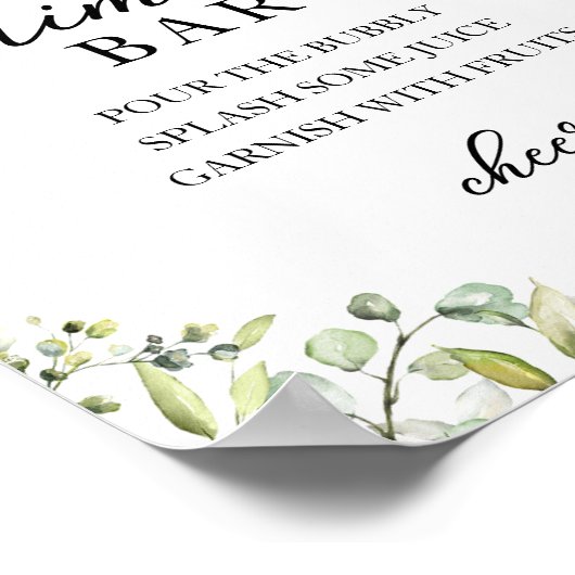 Greenery Eucalyptus Waterverf Mimosa Bar Sign Poster (Hoek)