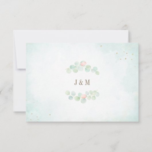 Greenery Eucalyptus Waterverf Ombre Wedding Bedankkaart (Achterkant)