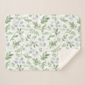 Greenery Eucalyptus Waterverf Sherpa Blanket Deken (Voorkant (horizontaal))