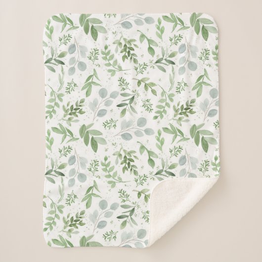 Greenery Eucalyptus Waterverf Sherpa Blanket Sherpa Deken (Voorkant)