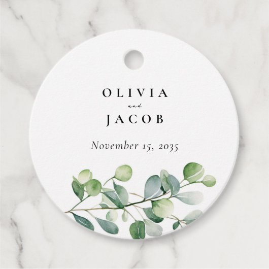 Greenery Eucalyptus Waterverf Wedding Bedankjes Labels (Voorkant)