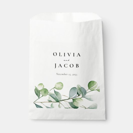Greenery Eucalyptus Waterverf Wedding Bedankzakje (Voorkant)