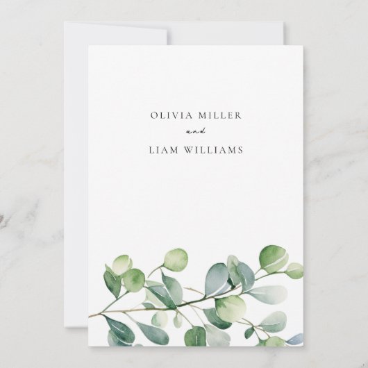 Greenery Eucalyptus Waterverf Wedding Kaart (Achterkant)