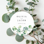 Greenery Eucalyptus Waterverf Wedding Ronde Sticker<br><div class="desc">Groen Eucalyptus Waterverf Bruiloft Classic Ronde Sticker</div>