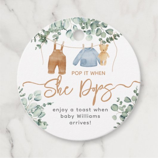 Greenery eucalyptus We kunnen snel wachten op Baby Bedankjes Labels (Voorkant)