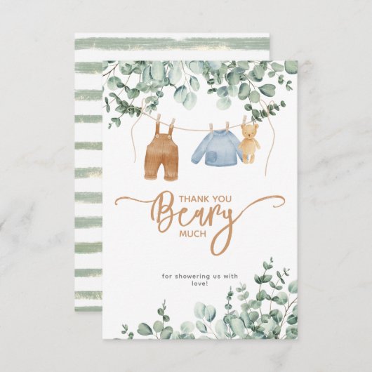 Greenery eucalyptus We kunnen snel wachten op Baby Bedankkaart (Voorkant / Achterkant)