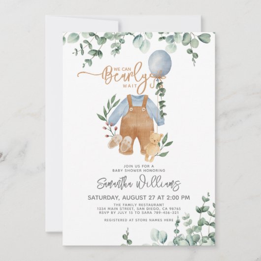 Greenery eucalyptus We kunnen snel wachten op Baby Kaart (Voorkant)