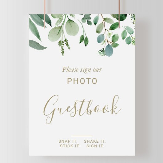 Greenery Eucalyptus Weddenschap Foto Guestbook Sig Poster