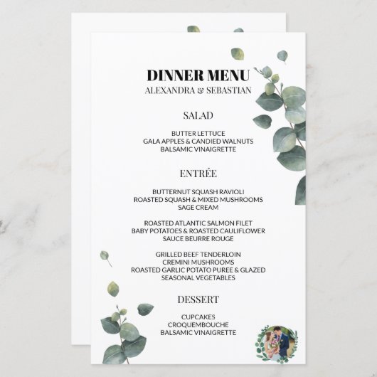 Greenery Eucalyptus Weddenschap-menu (Voorkant / Achterkant)