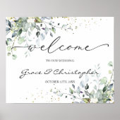 Greenery Eucalyptus Weddenschap Welkomstteken Poster (Voorkant)