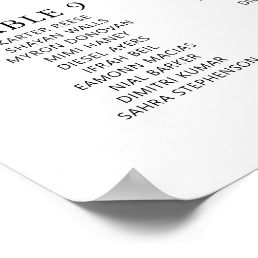 Greenery Eucalyptus Wedding 12 Table Seating Chart Poster (Hoek)