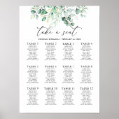 Greenery Eucalyptus Wedding 12 Table Seating Chart Poster (Voorkant)