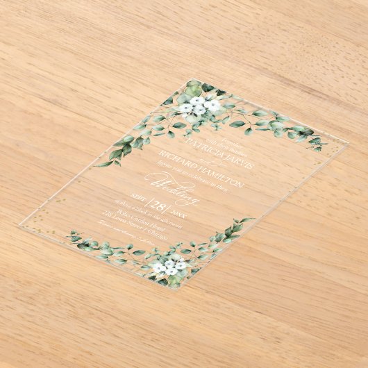 Greenery Eucalyptus Wedding Acryl Uitnodigingen (Laagn)