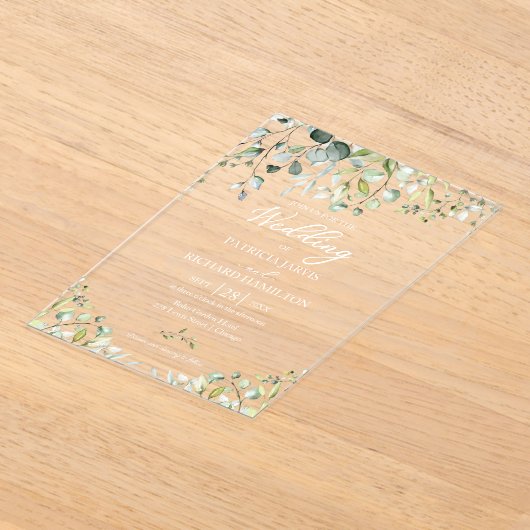 Greenery Eucalyptus Wedding Acryl Uitnodigingen (Laagn)