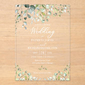 Greenery Eucalyptus Wedding Acryl Uitnodigingen (Voorkant)