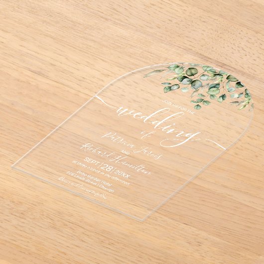 Greenery Eucalyptus Wedding Acryl Uitnodigingen (Laagn)