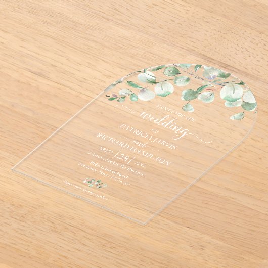 Greenery Eucalyptus Wedding Acryl Uitnodigingen (Laagn)