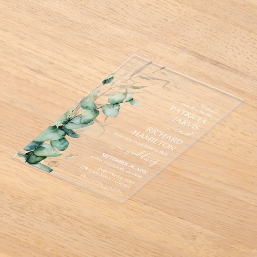Greenery Eucalyptus Wedding Acryl Uitnodigingen (Laagn)
