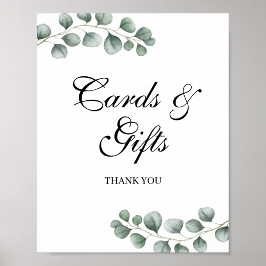 Greenery Eucalyptus Wedding Cards and Gifts Sign Poster (Voorkant)