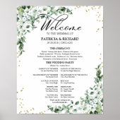 Greenery Eucalyptus Wedding Ceremony Program Sign Poster (Voorkant)