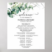 Greenery Eucalyptus Wedding Ceremony Program Sign Poster (Voorkant)