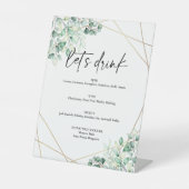 Greenery Eucalyptus Wedding Drink Bar Menu Reclamebord Met Voetstuk (Voorkant)