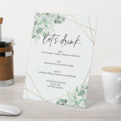 Greenery Eucalyptus Wedding Drink Bar Menu Reclamebord Met Voetstuk (Insitu)