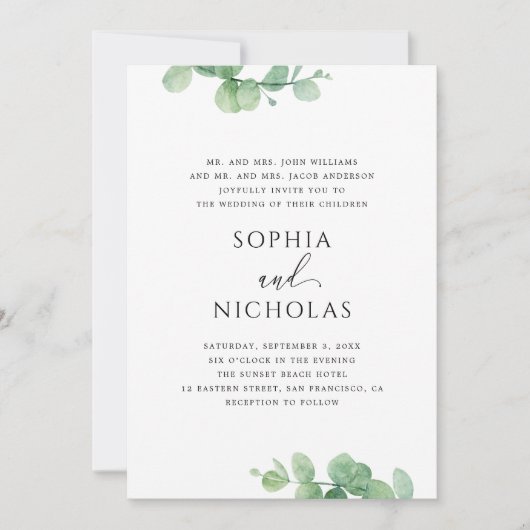 Greenery Eucalyptus Wedding | Elegant Botanical Kaart (Voorkant)