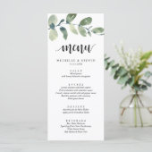 Greenery Eucalyptus Wedding Elopement Dinner Menu (Staand voorkant)
