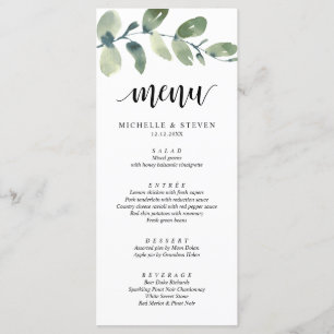 Greenery Eucalyptus Wedding Elopement Dinner Menu