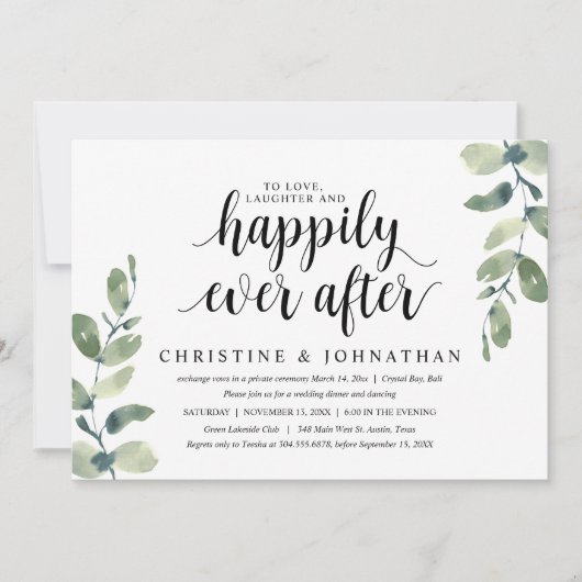Greenery Eucalyptus, Wedding Elopement Party Kaart (Voorkant)