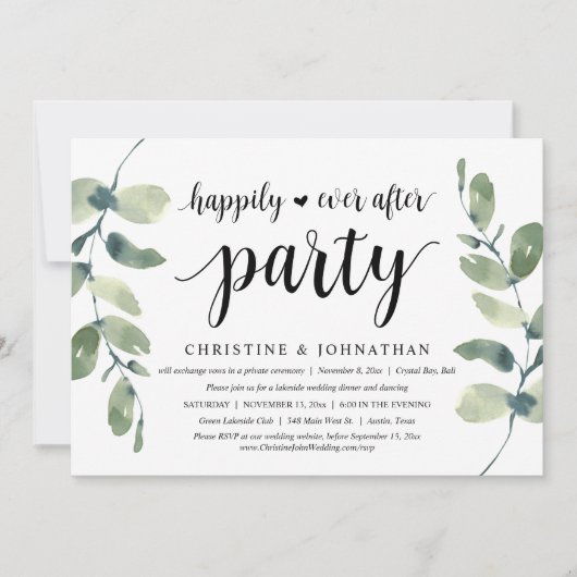 Greenery Eucalyptus, Wedding Elopement Party Kaart (Voorkant)